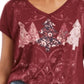 Top feminino com estampa de árvore vermelha Style &amp; Co tamanho pequeno