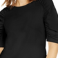 Camiseta feminina com manga franzida da INC International Concepts, preta, tamanho pequeno G
