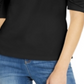 Camiseta feminina com manga franzida da INC International Concepts, preta, tamanho pequeno G