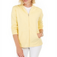 Moletom com capuz feminino Karen Scott com zíper frontal, amarelo, tamanho X-S
