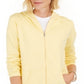 Moletom com capuz feminino Karen Scott com zíper frontal, amarelo, tamanho X-S
