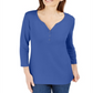 Camisa Henley Manga 3/4 Feminina Karen Scott Azul Tamanho P
