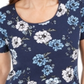 Blusa feminina Karen Scott com estampa decote redondo, azul, tamanho pequeno