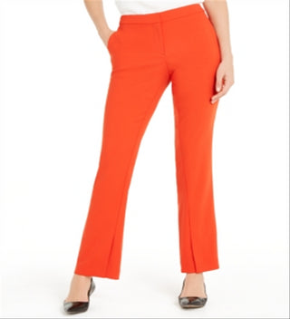 Calça feminina Alfani com bainha dividida e cintura alta, tamanho 10, vermelha