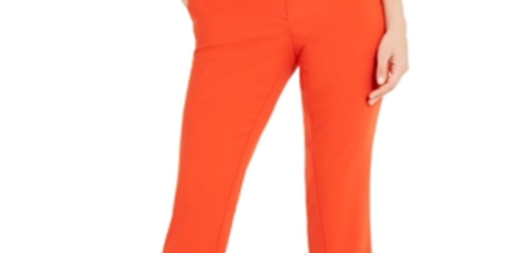 Calça feminina Alfani com bainha dividida e cintura alta, tamanho 10, vermelha