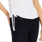 Blusa texturizada com franzidos laterais INC International Concepts para mulheres, branca, tamanho grande
