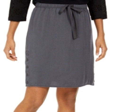 Saia-calça feminina estilo &amp; co, em tencel, com cordão, cinza, tamanho extrapequeno