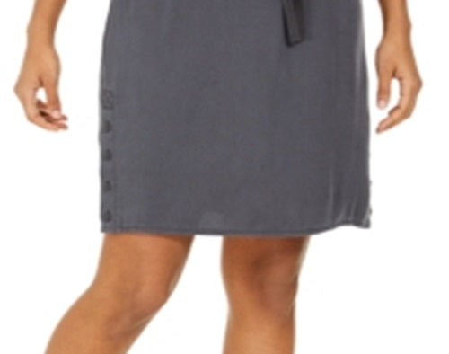 Saia-calça feminina estilo &amp; co, em tencel, com cordão, cinza, tamanho extrapequeno