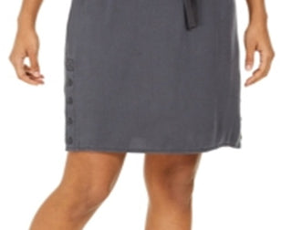 Saia-calça feminina estilo &amp; co, em tencel, com cordão, cinza, tamanho extrapequeno