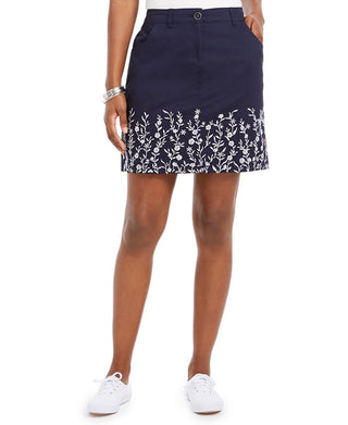 Saia-calça feminina Karen Scott Garden bordada, preta, tamanho 8