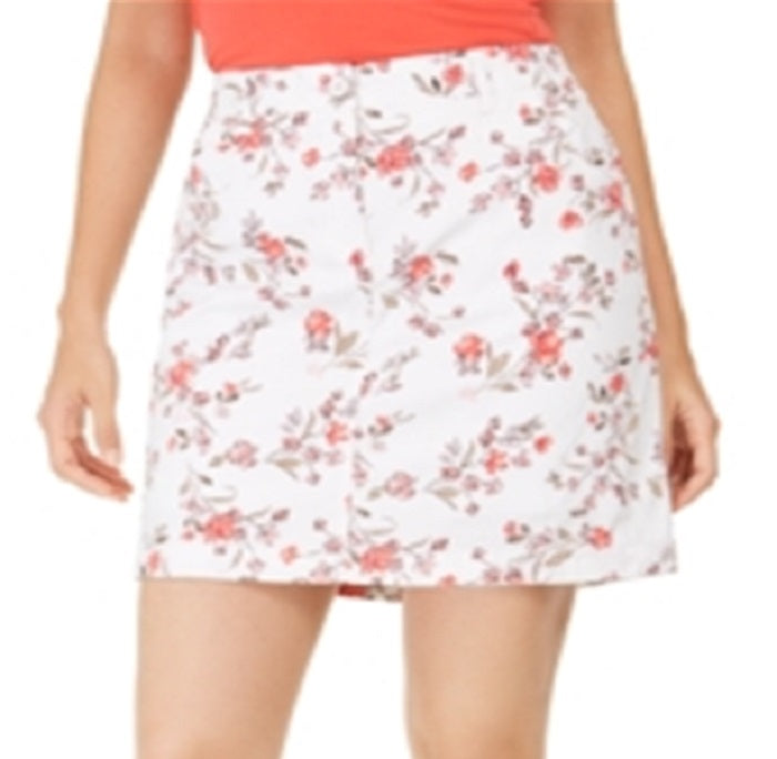 Saia-calça feminina Karen Scott Sharon com estampa floral, branca, tamanho 6