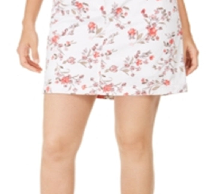 Saia-calça feminina Karen Scott Sharon com estampa floral, branca, tamanho 6