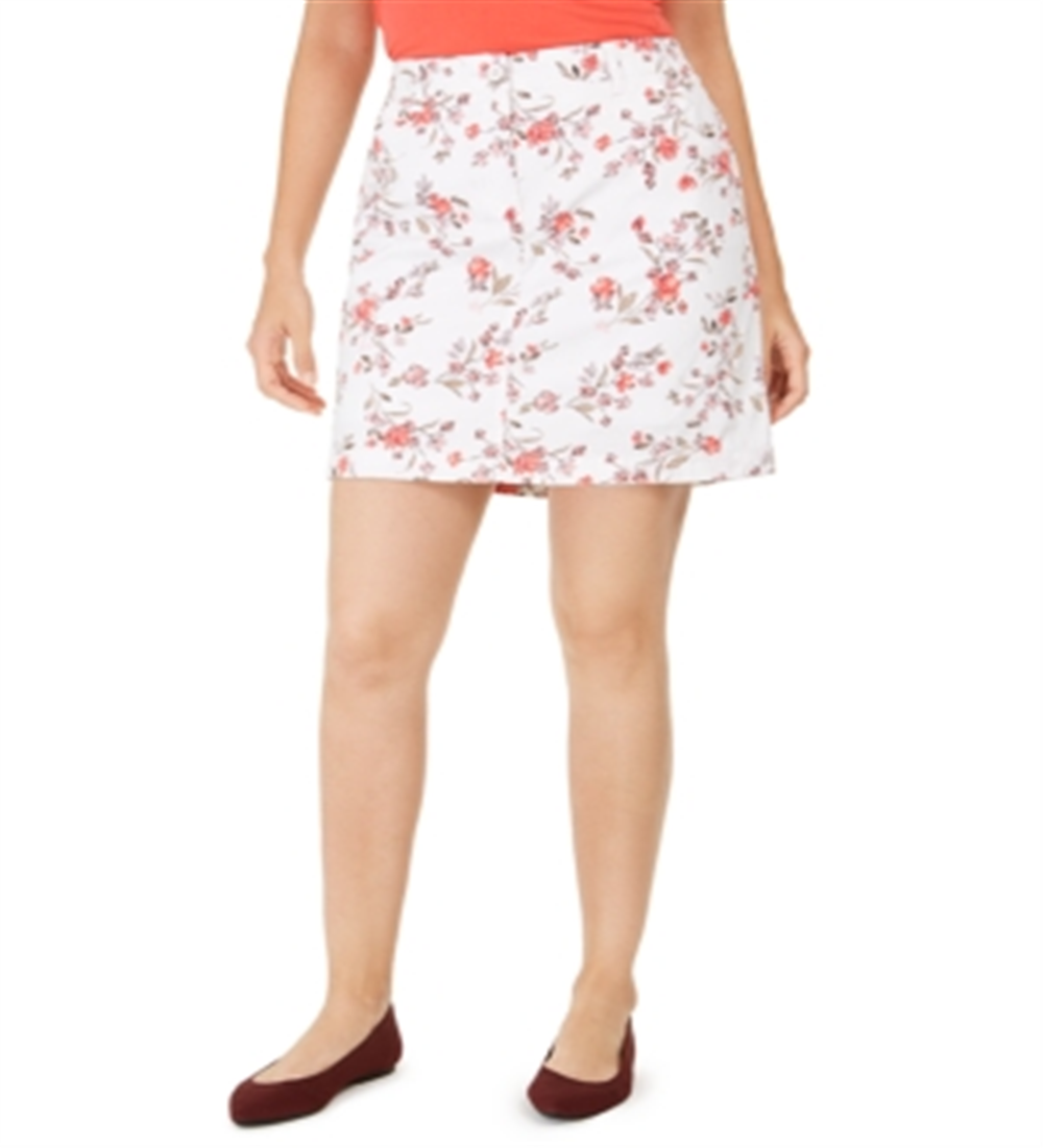 Saia-calça feminina Karen Scott Sharon com estampa floral, branca, tamanho 6