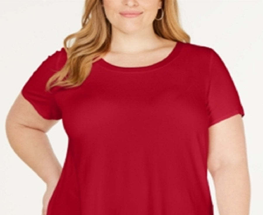 Camiseta feminina Alfani Plus com acabamento em cetim, tamanho 3X, vermelha