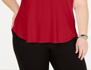 Camiseta feminina Alfani Plus com acabamento em cetim, tamanho 3X, vermelha