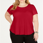 Camiseta feminina Alfani Plus com acabamento em cetim, tamanho 3X, vermelha