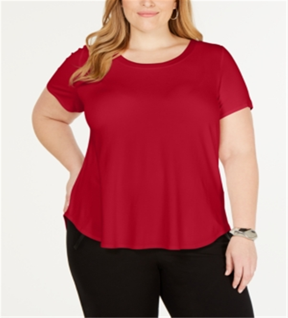 Camiseta feminina Alfani Plus com acabamento em cetim, tamanho 3X, vermelha