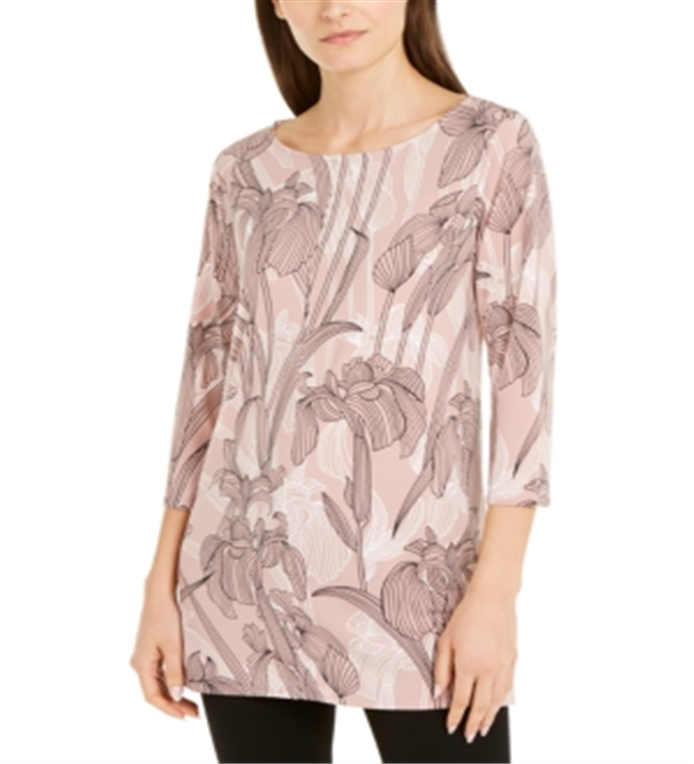 Túnica de malha estampada feminina Alfani rosa tamanho grande