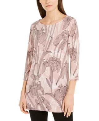 Túnica de malha estampada feminina Alfani rosa tamanho X-Large