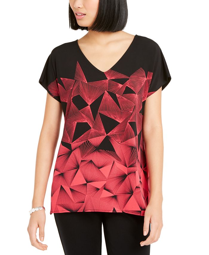 Túnica Alfani Feminina Geo Print Preta Tamanho Médio