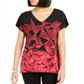 Blusa túnica feminina Alfani com estampa geométrica e decote em V, 2 tons, preta, tamanho extragrande