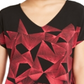 Blusa túnica feminina Alfani com estampa geométrica e decote em V, 2 tons, preta, tamanho extragrande