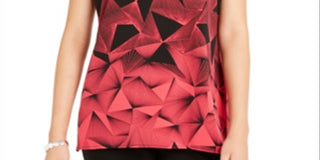 Blusa túnica feminina Alfani com estampa geométrica e decote em V, 2 tons, preta, tamanho extragrande