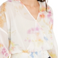 INC International Concepts Top feminino com sobrepeliz arco-íris e tie-dye, branco, tamanho G