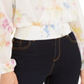 INC International Concepts Top feminino com sobrepeliz arco-íris e tie-dye, branco, tamanho G