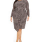 Vestido envelope sintético com estampa animal Alfani feminino, roxo, tamanho 1X