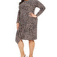 Vestido envelope sintético com estampa animal Alfani feminino, roxo, tamanho 1X