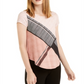 Camiseta feminina estampada Alfani rosa tamanho médio