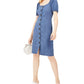 Vestido feminino jeans com decote quadrado e midi, tamanho 12, azul, da INC International Concepts