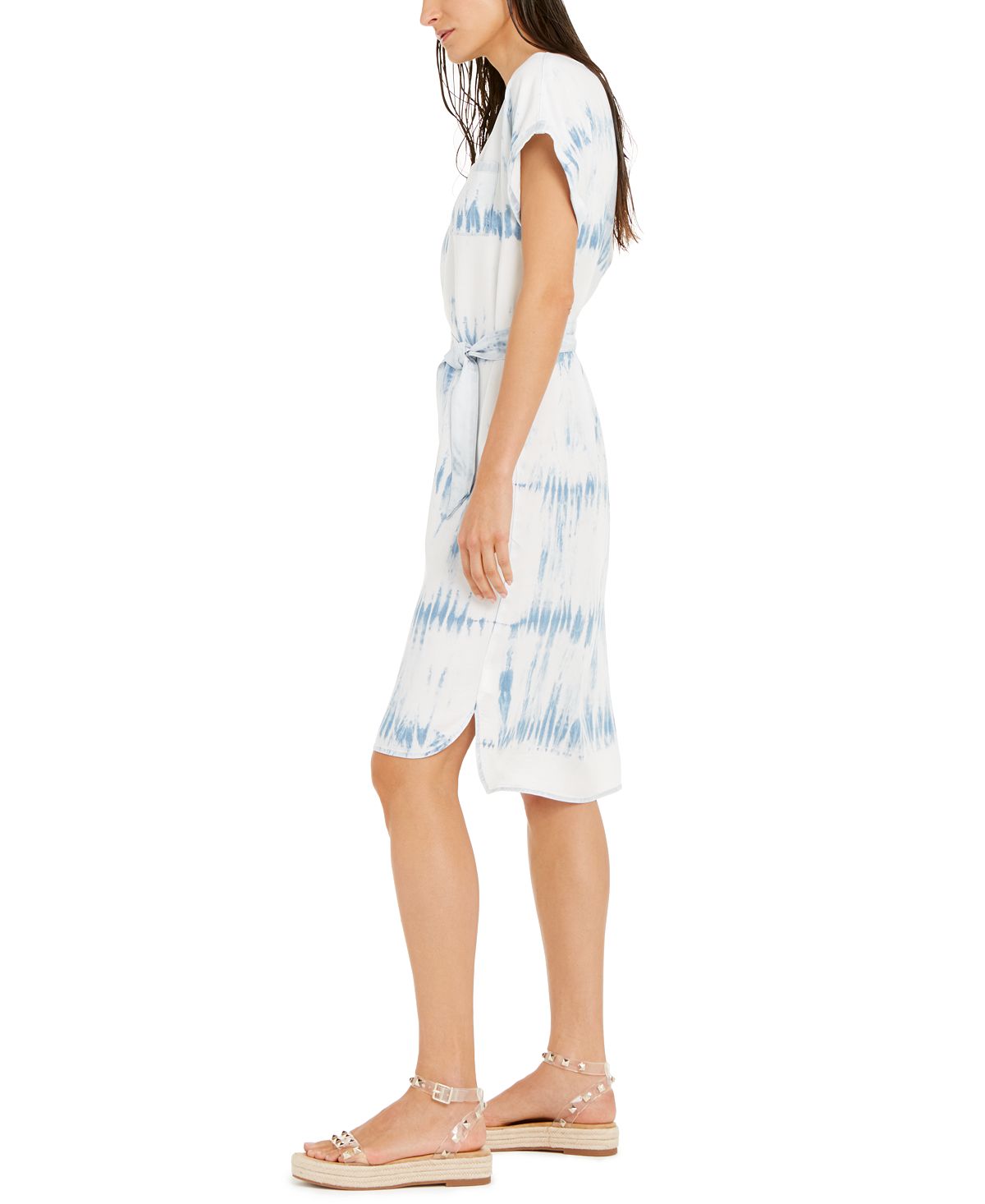 Vestido feminino com decote redondo e tie-dye da INC International Concepts, azul, tamanho extragrande