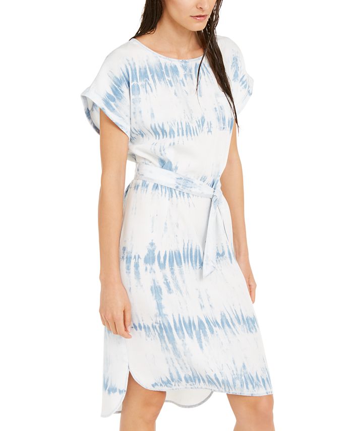 Vestido feminino com decote redondo e tie-dye da INC International Concepts, azul, tamanho XX-grande