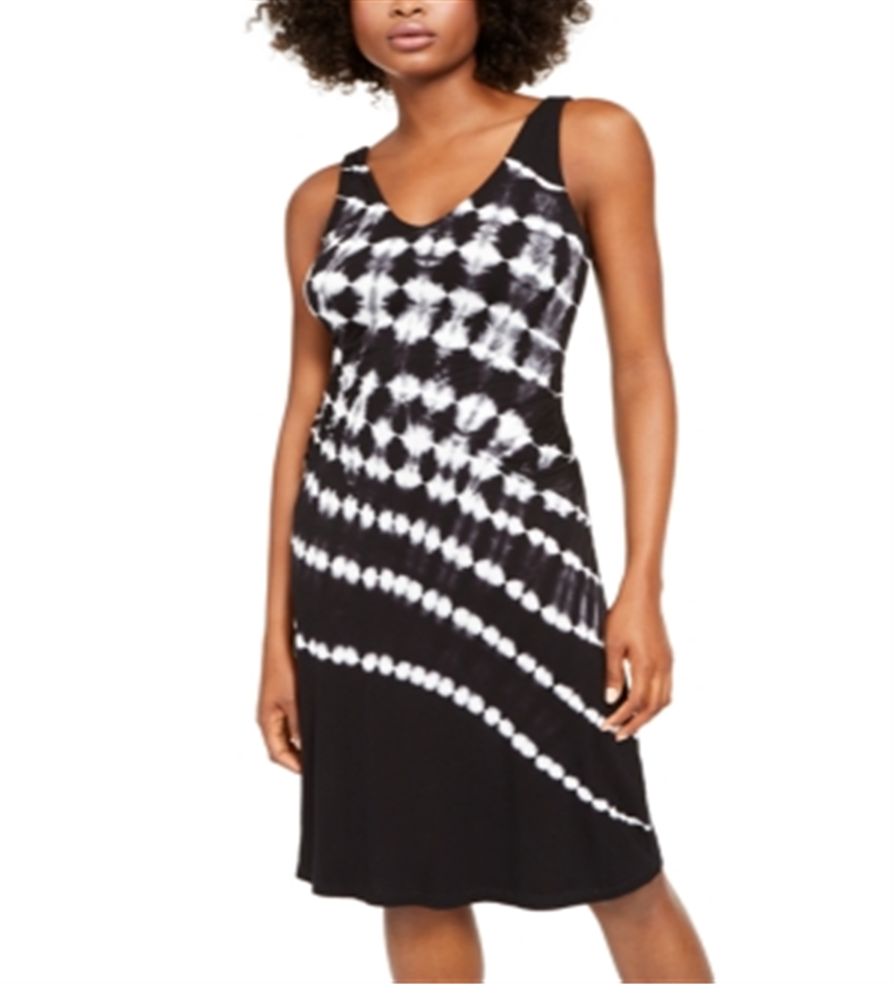 Vestido sem mangas feminino tie-dye da INC International Concepts, preto, tamanho médio