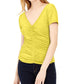 Camiseta feminina franzida INC International Concepts, amarela, tamanho XX-G