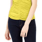 Camiseta feminina franzida INC International Concepts, amarela, tamanho XX-G
