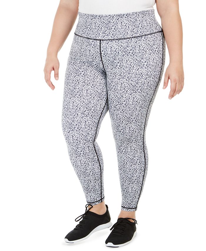 Leggings femininas estampadas Ideology Plus, brancas, tamanho 1X