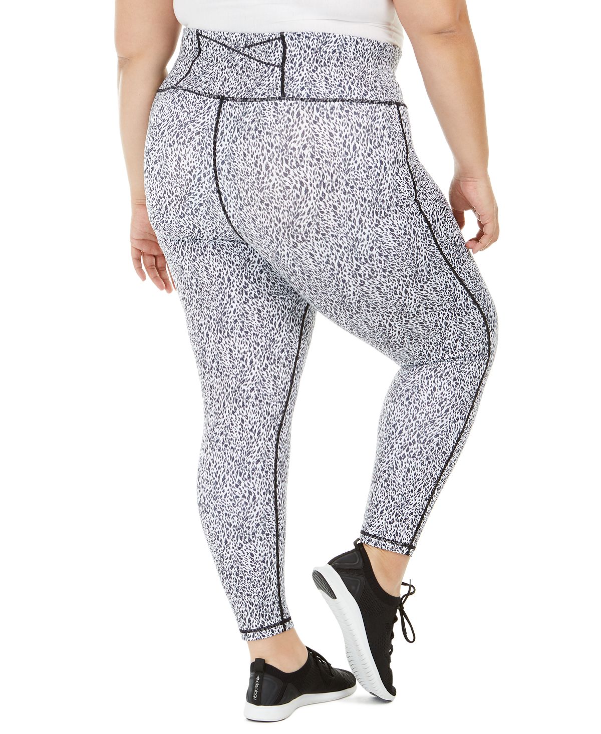 Leggings femininas estampadas Ideology Plus, brancas, tamanho 1X