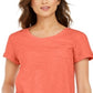 Camiseta feminina de algodão com gola redonda, estilo &amp; co, laranja, tamanho extrapequeno