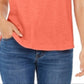 Camiseta feminina de algodão com gola redonda, estilo &amp; co, laranja, tamanho extrapequeno