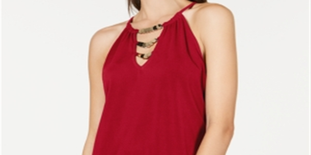 Top feminino com detalhes INC International Concepts, vermelho, tamanho médio