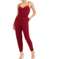 Macacão feminino Bar III de crepe com cinto, vermelho, tamanho 4