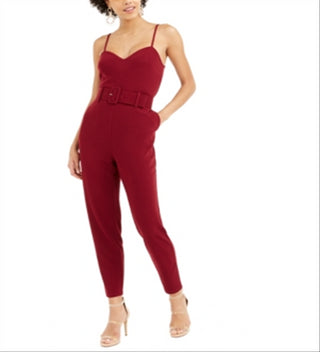 Macacão feminino Bar III de crepe com cinto, vermelho, tamanho 4
