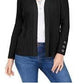 Cardigan feminino canelado com manga de botão e gola redonda, tamanho grande, preto, da coleção JM