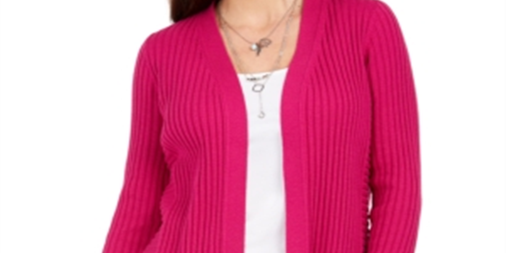 Cardigan feminino canelado com manga de botão e gola redonda, tamanho grande, preto, da coleção JM