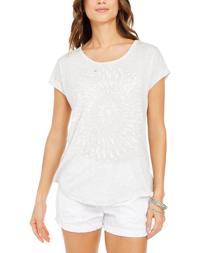 Blusa estampada feminina Style &amp; Co cinza tamanho X-Large