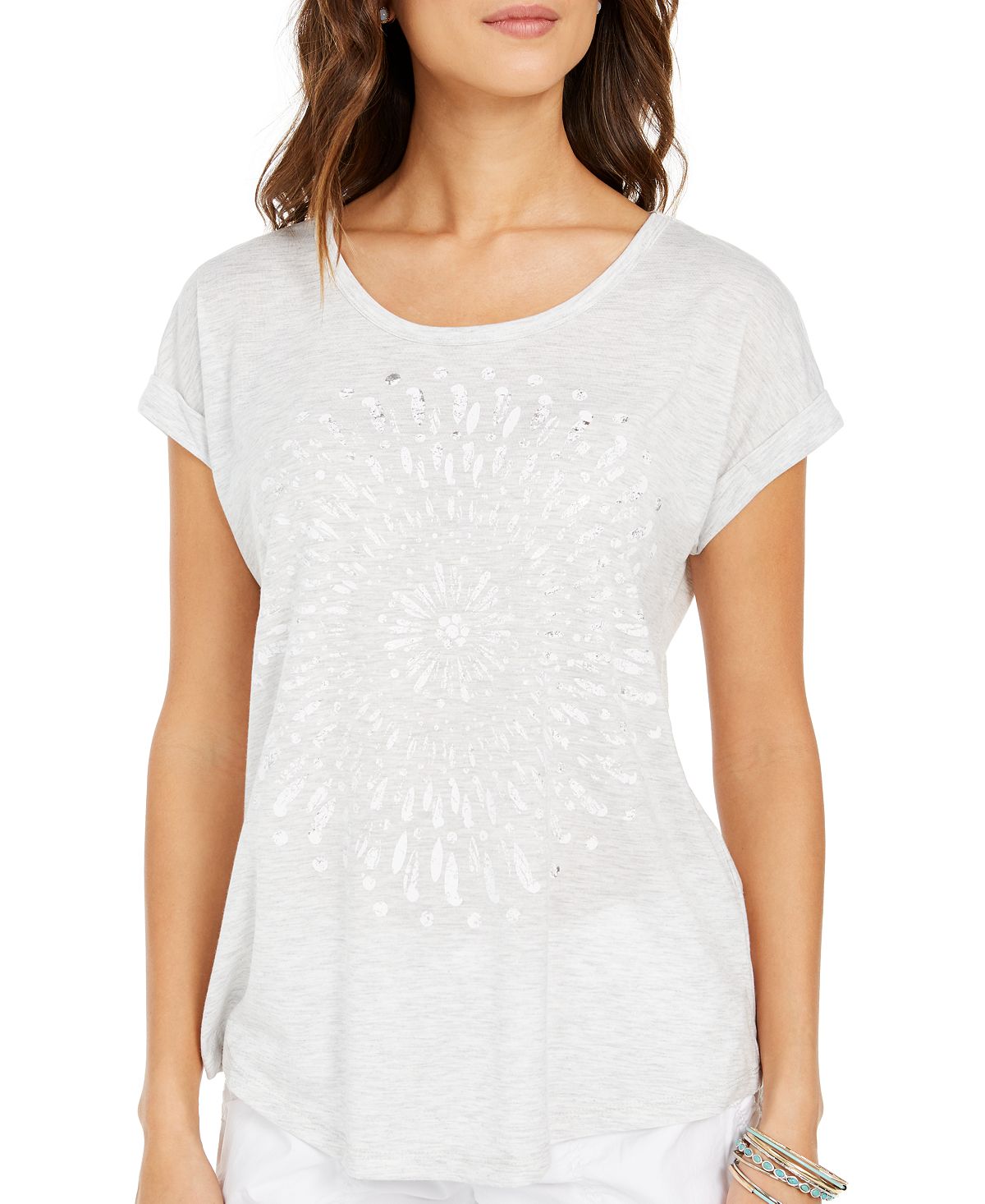 Blusa estampada feminina Style &amp; Co cinza tamanho X-Large