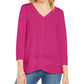 Estilo &amp; Co Feminino Detalhe de Costura Alto Baixo Top Rosa Tamanho P